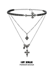 1ST XULIE "Irises" Vintage Iris Pendant Necklace in Antiqued Silver - Texture Detail