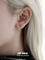 1ST XULIE Jewelry "Irises" Vintage Oxidized Iris Cross Stud Earrings in 925 Sterling Silver - Angle 1