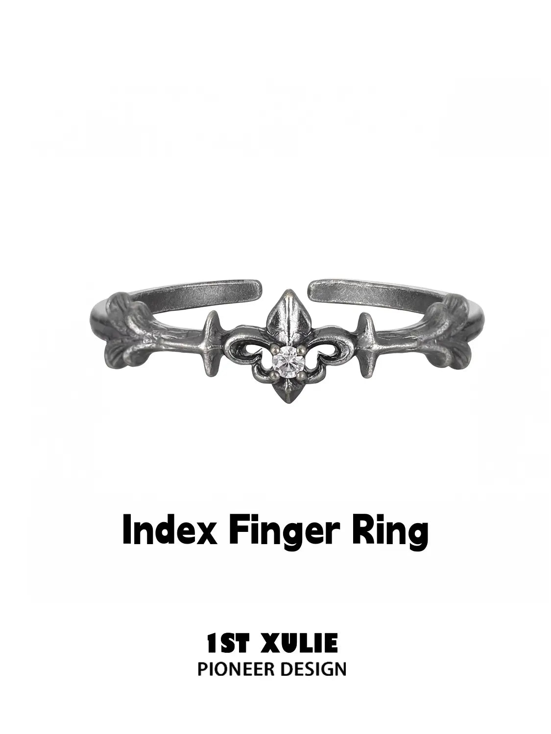 1ST XULIE Jewelry "Irises" Vintage Oxidized Iris Ring in 925 Sterling Silver - Angle View