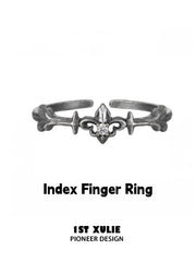1ST XULIE Jewelry "Irises" Vintage Oxidized Iris Ring in 925 Sterling Silver - Angle View