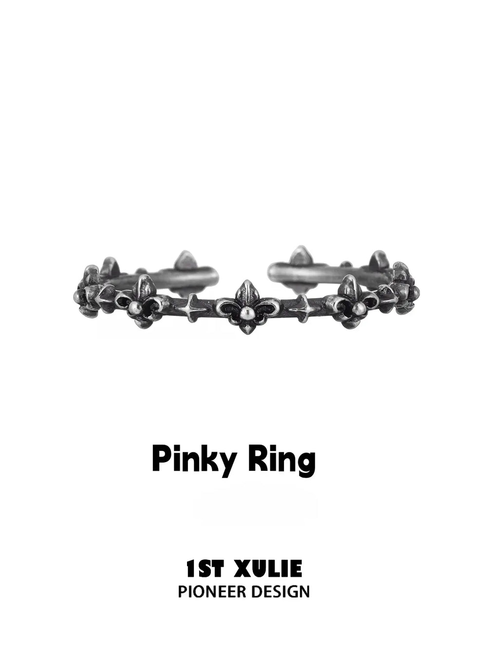 1ST XULIE Jewelry "Irises" Vintage Oxidized Iris Ring in 925 Sterling Silver - Lifestyle Shot