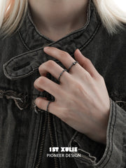 1ST XULIE Jewelry "Irises" Vintage Oxidized Iris Ring in 925 Sterling Silver - Product View