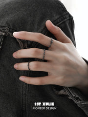 1ST XULIE Jewelry "Irises" Vintage Oxidized Iris Ring in 925 Sterling Silver - A+B+C Set View