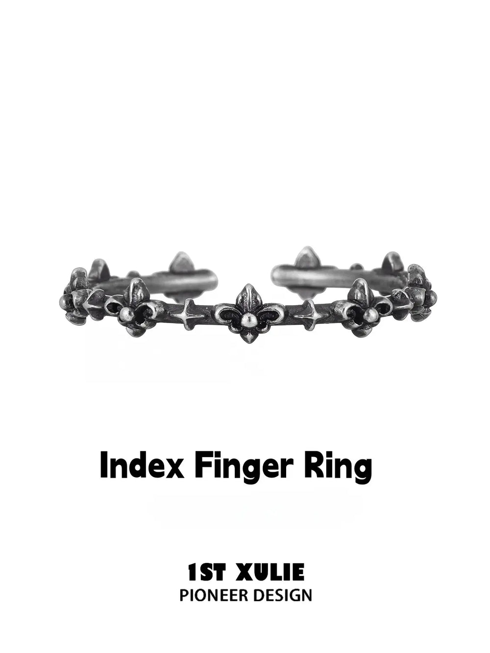 1ST XULIE Jewelry "Irises" Vintage Oxidized Iris Ring in 925 Sterling Silver - Side View