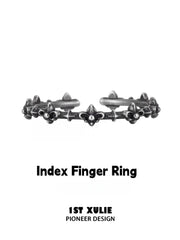 1ST XULIE Jewelry "Irises" Vintage Oxidized Iris Ring in 925 Sterling Silver - Side View