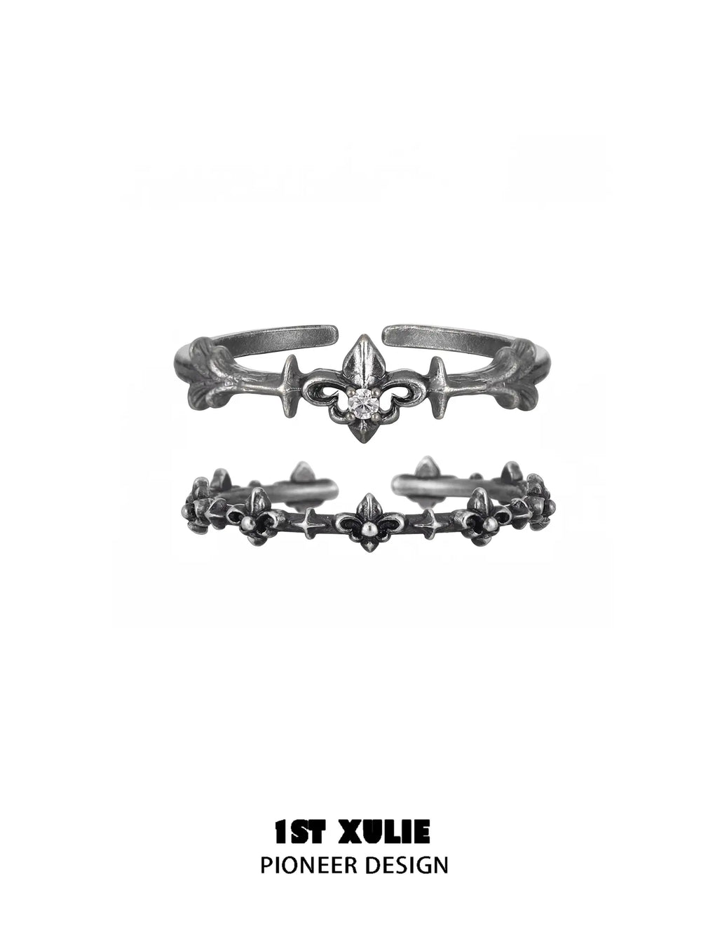 1ST XULIE Jewelry "Irises" Vintage Oxidized Iris Ring in 925 Sterling Silver - Texture Detail