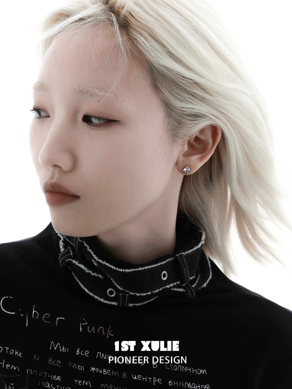 1ST XULIE Jewelry "Irises" Vintage Oxidized Iris Stud Earrings in 925 Sterling Silver - Back View