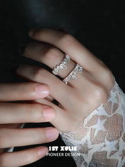 1ST XULIE Jewelry "STARLIGHT LACE" Vintage Rococo Star Open Ring in 925 Sterling Silver - Angle View 1