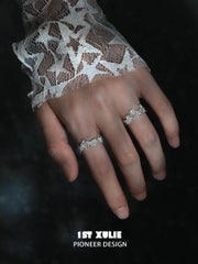 1ST XULIE Jewelry "STARLIGHT LACE" Vintage Rococo Star Open Ring in 925 Sterling Silver - Angle View 2