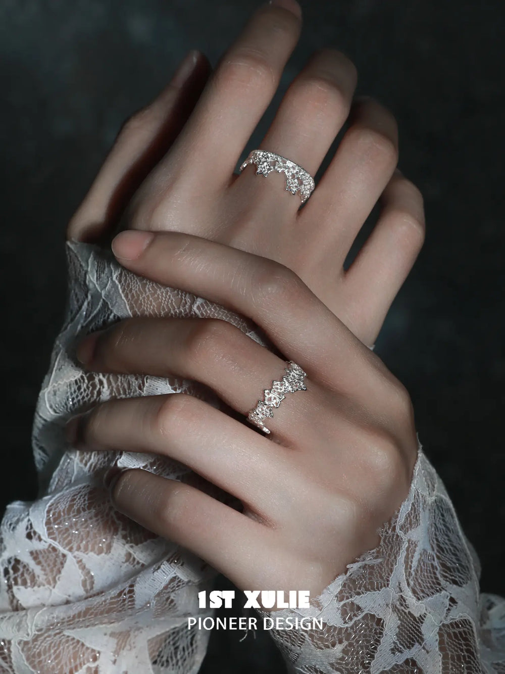 1ST XULIE Jewelry "STARLIGHT LACE" Vintage Rococo Star Open Ring in 925 Sterling Silver - Back View