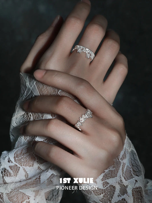 1ST XULIE Jewelry "STARLIGHT LACE" Vintage Rococo Star Open Ring in 925 Sterling Silver - Back View