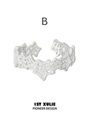1ST XULIE Jewelry "STARLIGHT LACE" Vintage Rococo Star Open Ring in 925 Sterling Silver - On Model