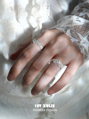 1ST XULIE Jewelry "STARLIGHT LACE" Vintage Rococo Star Open Ring in 925 Sterling Silver - On Model Close-up