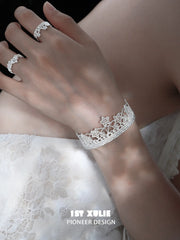 1ST XULIE Jewelry "STARLIGHT LACE" Vintage Rococo Star Open Ring in 925 Sterling Silver - Side View
