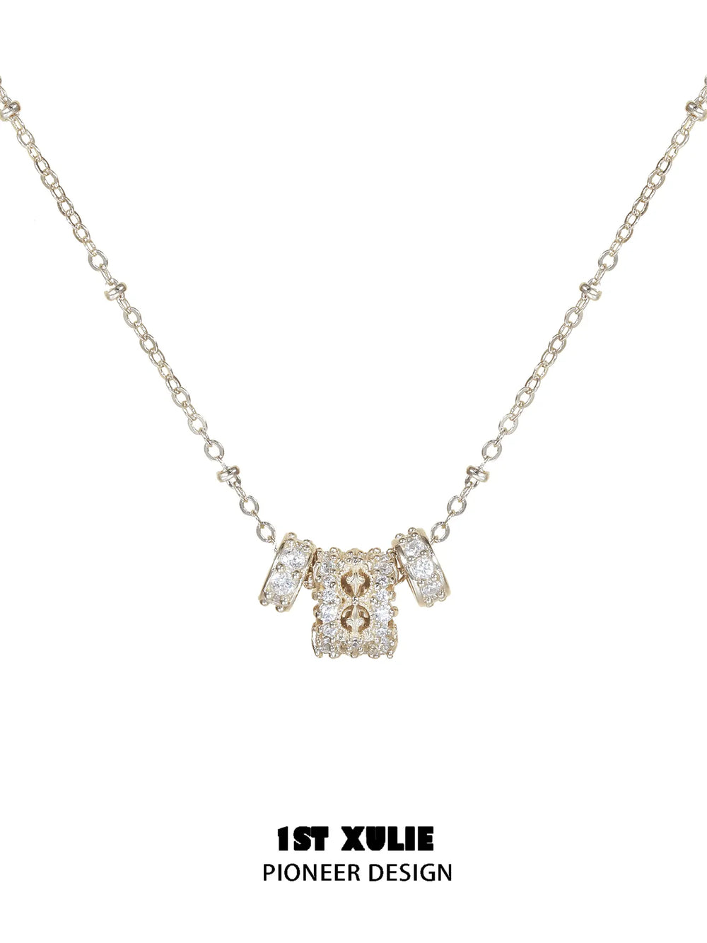 1ST XULIE Jewelry "Bastet" Vintage Sacred Iris Pendant Necklace in 18K Gold Plated - Side View