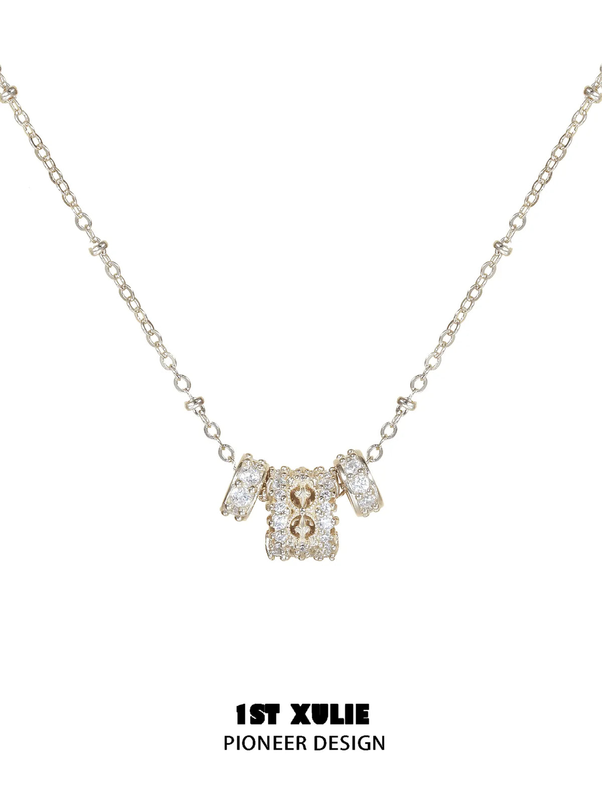 1ST XULIE Jewelry "Bastet" Vintage Sacred Iris Pendant Necklace in 18K Gold Plated - Side View