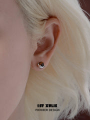 1ST XULIE "Desert Sunset" Vintage Tiger Eye Stud Earrings in 925 Sterling Silver - Lifestyle Shot