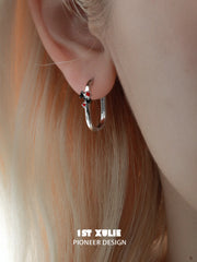 1ST XULIE "VINYL" Vinyl Record Charm Hoop Earrings in Platinum Plated - Lifestyle Shot
