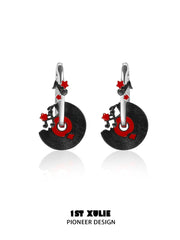 1ST XULIE "VINYL" Vinyl Record Charm Hoop Earrings in Platinum Plated - Packaging View