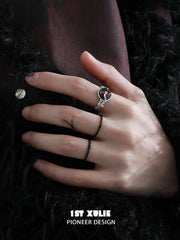 1ST XULIE Jewelry "VINYL" Vinyl Record Ring in Sterling Silver - On Model