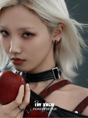 1ST XULIE "Forbidden Love" Viper's Apple Statement Chain Dangle Earrings in 18K Black Gold Plated - Packaging View