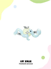 1ST XULIE "Nom Nom Snake" Whimsical Apple & Snake Open Ring in 925 Sterling Silver - Lifestyle Shot