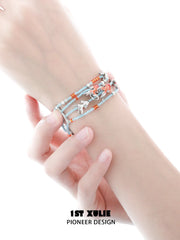 1ST XULIE Jewelry "THE SEA" Whimsical Goldfish Beaded Charm Bracelet in Brass - Texture