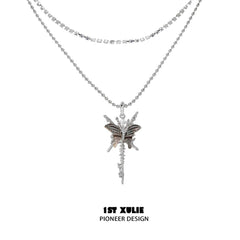 1ST XULIE "Whiterfly" White Shell Butterfly Necklace in Platinum & Titanium - Packaging View