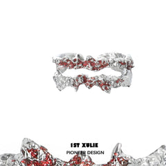 1ST XULIE "Wind Erosion" Textured Adjustable Statement Ring in 925 Sterling Silver - Texture Detail
