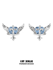 1ST XULIE Jewelry "Forbidden Love" Colorful Zirconia Winged Heart Stud Earrings in 925 Sterling Silver - Packaging View