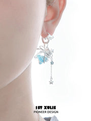 1ST XULIE Jewelry "WISHING STAR" Wishing Bottle Dangle Earrings in Platinum Plated - On Model Yellow