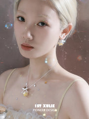 1ST XULIE Jewelry "WISHING STAR" Platinum Plated Wishing Bottle Star Statement Pendant Necklace - Angle 1