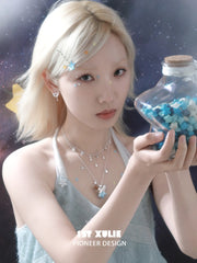 1ST XULIE Jewelry "WISHING STAR" Platinum Plated Wishing Bottle Star Statement Pendant Necklace - Lifestyle Shot