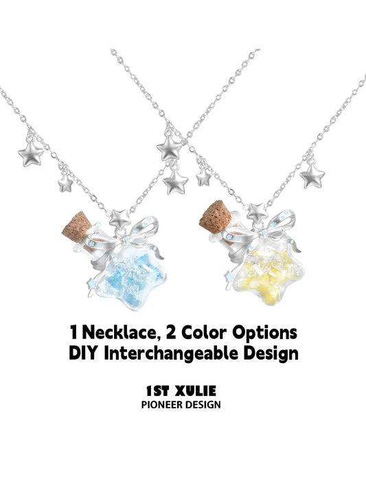 1ST XULIE Jewelry "WISHING STAR" Platinum Plated Wishing Bottle Star Statement Pendant Necklace - Packaging View