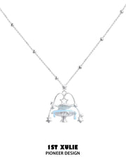 1ST XULIE Jewelry "WISHING STAR" Wishing Fountain Pendant Necklace in Rhodium Plated Brass - Packaging View