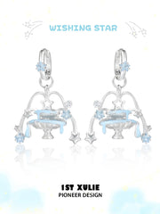 1ST XULIE Jewelry "WISHING STAR" Wishing Pool Dangle Fan Earrings in Rhodium Plated Brass - Packaging View