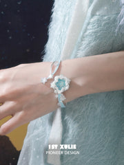 1ST XULIE Jewelry "WISHING STAR" Wishing Star Flip Bangle in Rhodium Plated Brass - Angle 1