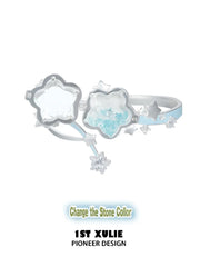 1ST XULIE Jewelry "WISHING STAR" Wishing Star Flip Bangle in Rhodium Plated Brass - On Model