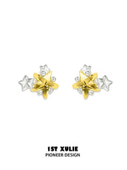 1ST XULIE Jewelry "WISHING STAR" Zirconia Wishing Star Stud Earrings in Rhodium Plated Brass - Size Comparison
