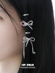 1ST XULIE Jewelry "MILLENNIUM SIGNAL" Y2K Earphone Bow Hair Clips - Product View