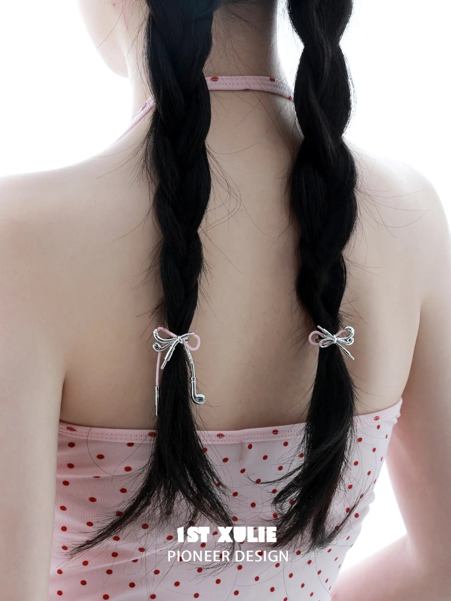 1ST XULIE Jewelry "MILLENNIUM SIGNAL" Y2K Earphone Bow Hair Clips - Product View