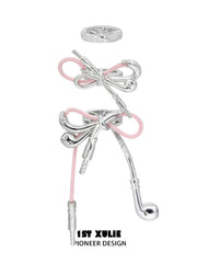 1ST XULIE Jewelry "MILLENNIUM SIGNAL" Y2K Earphone Bow Hair Clips - Side View