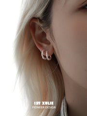 1ST XULIE Jewelry "Silver Angel" Everyday Zirconia Dainty Cartilage Huggie Hoop Earrings in 925 Sterling Silver - Lifestyle Shot