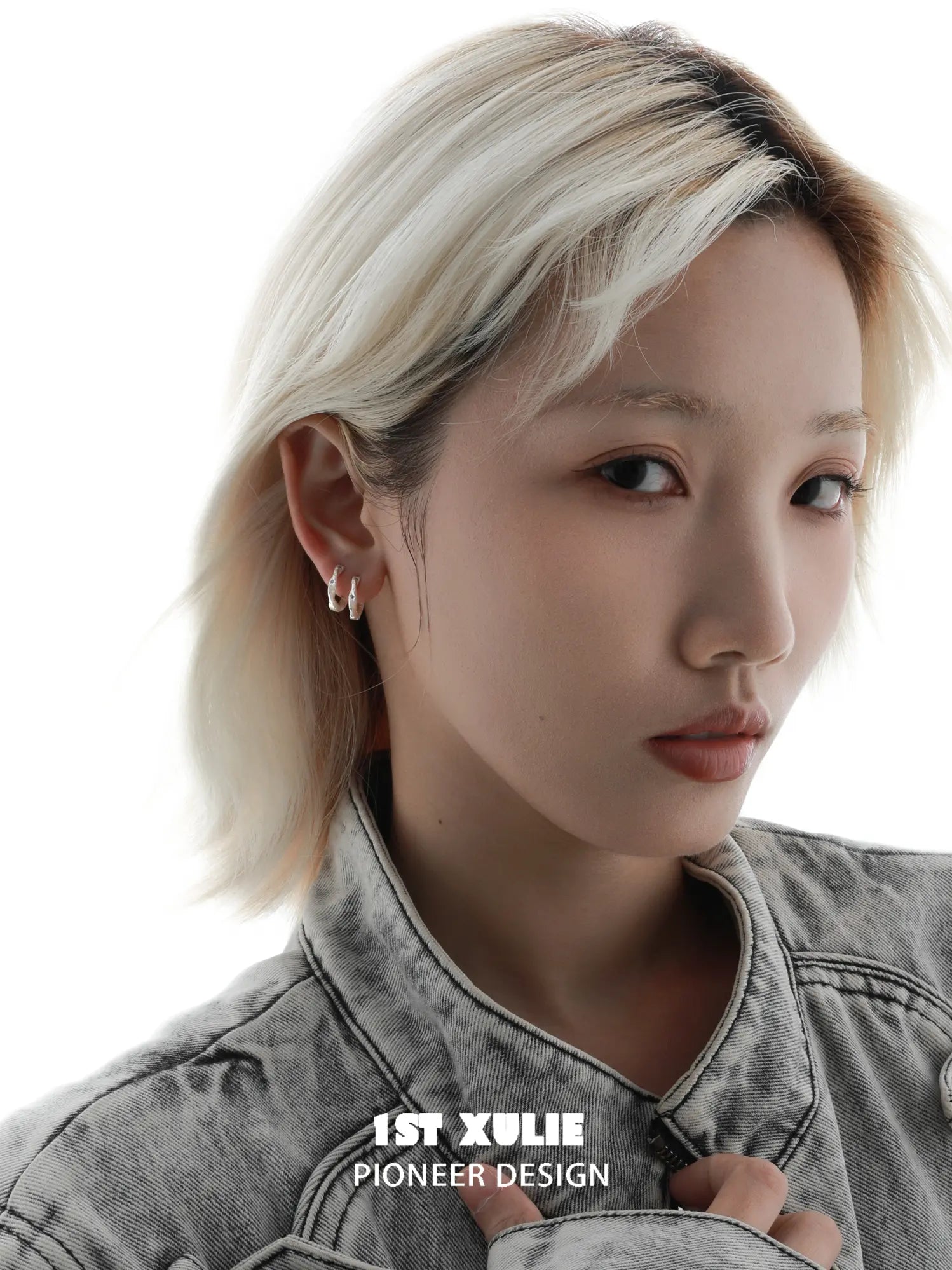 1ST XULIE Jewelry "Silver Angel" Everyday Zirconia Dainty Cartilage Huggie Hoop Earrings in 925 Sterling Silver - Product View