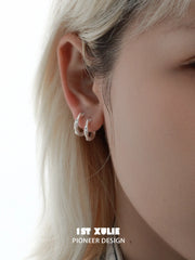 1ST XULIE Jewelry "Silver Angel" Everyday Zirconia Dainty Cartilage Huggie Hoop Earrings in 925 Sterling Silver - Side View