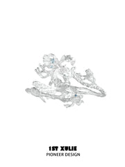 1ST XULIE Jewelry "Irises" Zirconia Iris Bangle in Rhodium Plated - Size Comparison