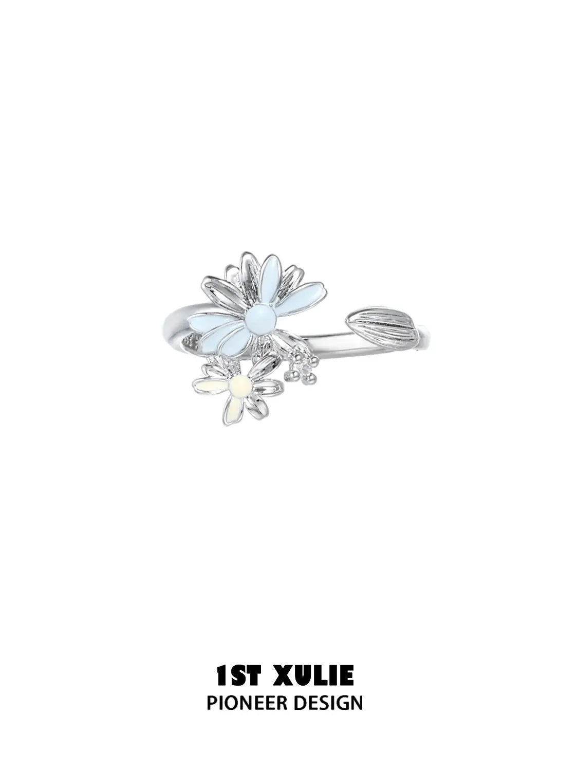 "DAISY" 925 Sterling Silver Adjustable Enamel Blooming Daisy Ring - Image 11
