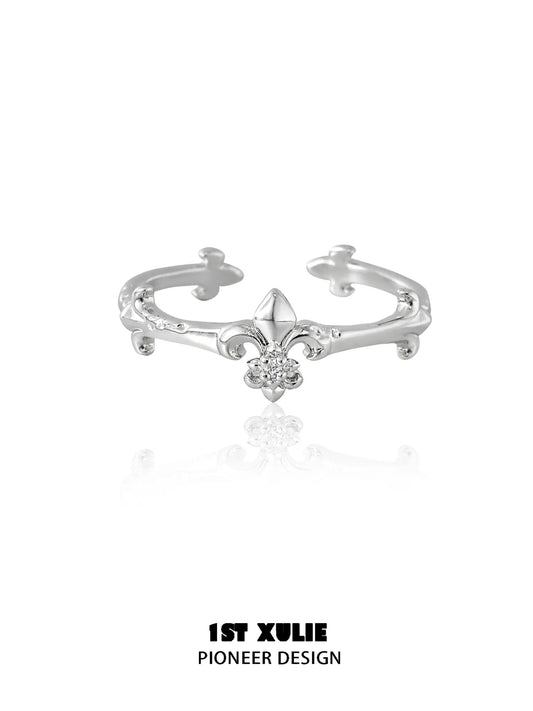 1ST XULIE Jewelry "Irises" Adjustable Iris Zirconia Ring in 925 Sterling Silver - Angle View 2