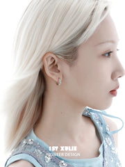 1ST XULIE Jewelry "THE SEA" Azure Sea Fragment Huggie Hoop Earrings in Platinum Plated - Product View