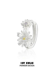 1ST XULIE Jewelry "DAISY" Dainty Daisy Huggie Hoop Earrings in 925 Sterling Silver - Size Comparison